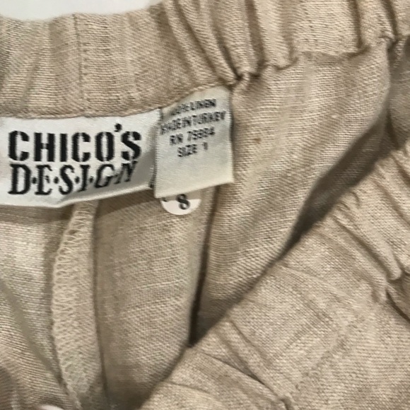 Chico’s 100% linen wide leg Capri pants Sz 1 - Picture 4 of 4